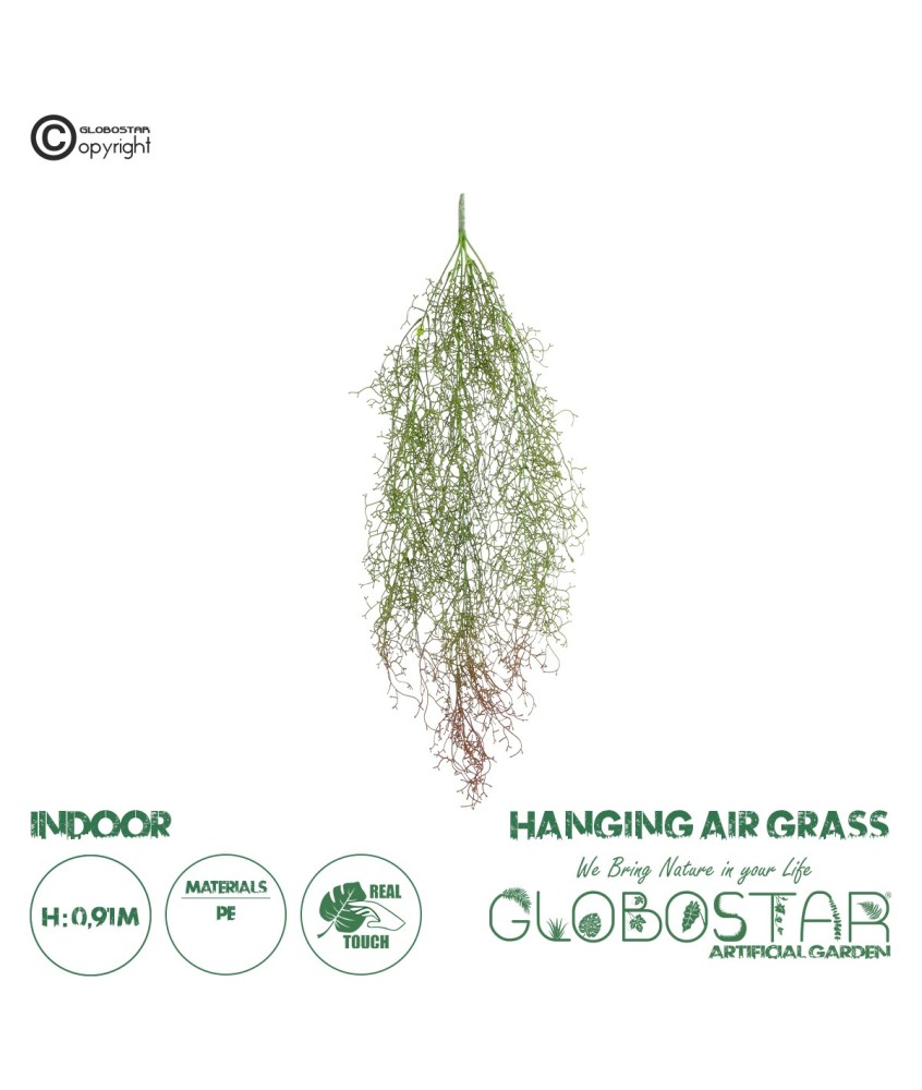GloboStar® Artificial Garden HANGING AIR GRASS 20817 Τεχνητό Διακοσμητικό Κρεμαστό Φυτό Air Grass Μ22 x Π10 x Υ91cm